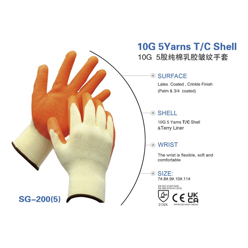 Latex Coated — 10G 5-Yarn T/C
